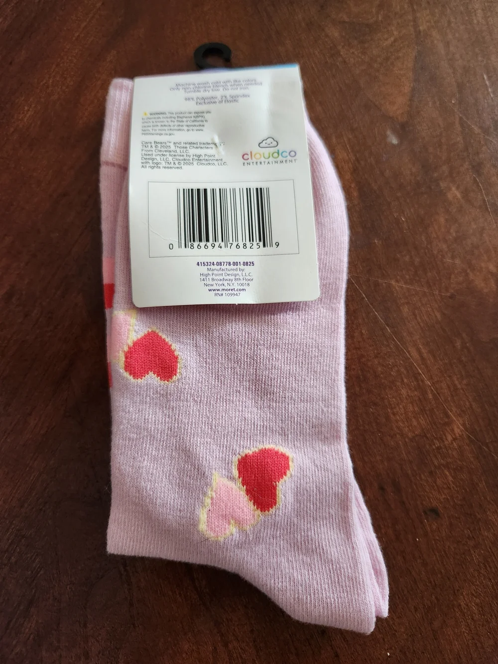 Care Bears Light Pink Kids Socks with Red Heart Bear